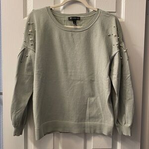 INC Pale Green Sweater with Pearl Accents